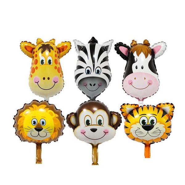 Altri articoli per feste per eventi Mini animali dei cartoni animati Palloncino in stagnola Tigre Leone Mucca Scimmia Palloncini in pellicola di alluminio Giocattolo per bambini Compleanno Matrimonio Dhp3V