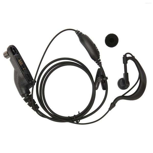 Walkie talkie em forma de G fone de ouvido conveniente transmissão estável seguro PU preto multiuso 2 vias rádio fone de ouvido qualidade de som nítida para XPR6000