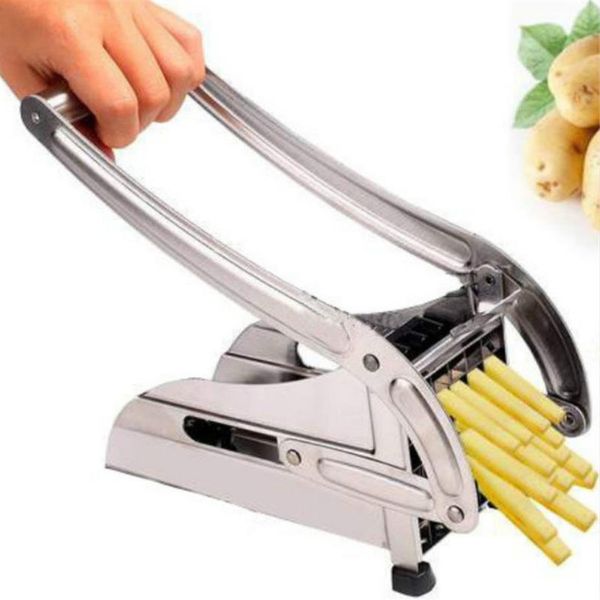 Ferramentas de cozinha batatas fritas batatas fritas tira corte fabricante aço inoxidável slicer chopper dicer 2 blades251l