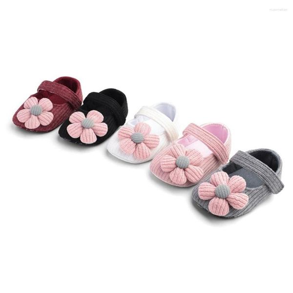 Primeiros caminhantes sapatos de bebê 0-18m nascidos meninas meninos berço flores de algodão gancho macio cortiça 10 cores