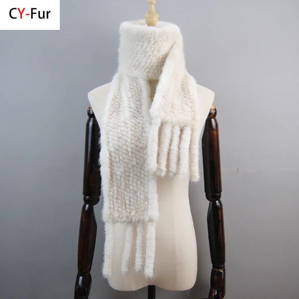 Sciarpa invernale calda in vera pelliccia di visone Sciarpa 100 Silenziatore genuino Lady Fashion Quality Sciarpe in maglia naturale 230928