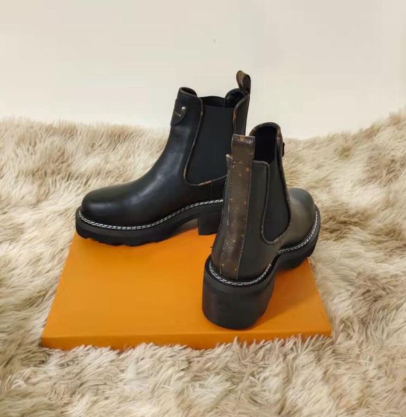 23s BEAUBOURG Designer Stivaletti da donna Moda SQUAD Chunky Luxury Martin Boot Pelle di vitello Inverno Donna Piattaforma in pelle di vacchetta marrone Bottino piatto alto 35-42