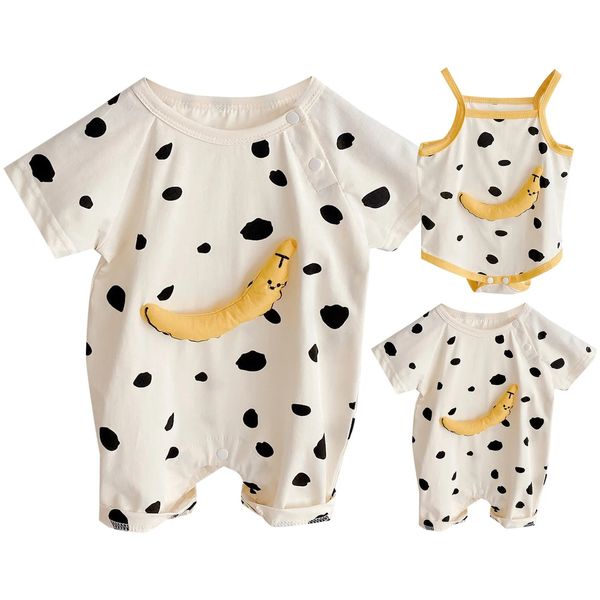 Para baixo casaco bebê verão banana padrão saco peido fino modelo casual outing para 0 a 18 meses roupas de menino 6 a 12 230928