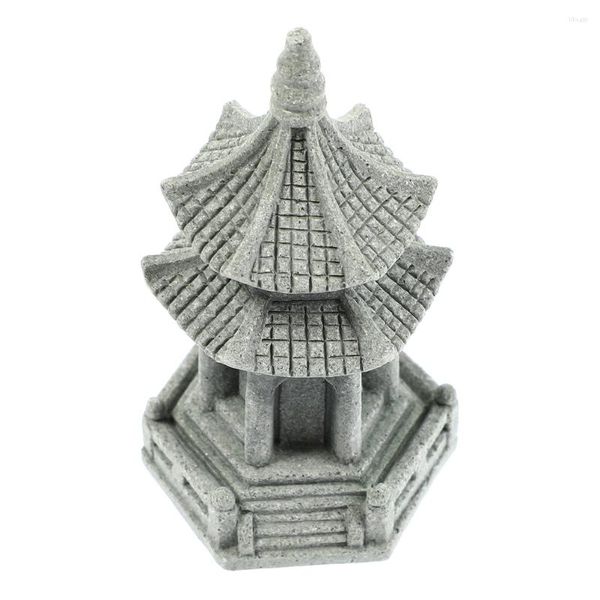 Decorações de jardim grande torre hexagonal zen acessório decoração estátua ao ar livre mesa pagode adornos esculturas casa pequeno decorar modelo