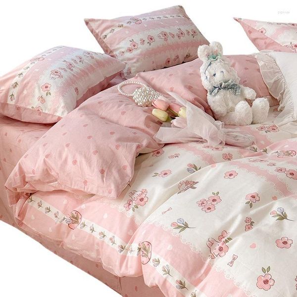 Set di biancheria da letto Set per bambini Senza imbottitura Copripiumino in cartone animato Lenzuolo piatto Federa Morbida biancheria da letto Dormitorio Camera da letto Tessili per la casa