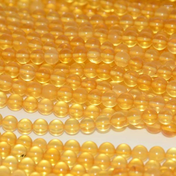 Pietre preziose sciolte Perle rotonde di ambra naturale color miele baltico 4,9 mm-5 mm, lunghezza 45 cm