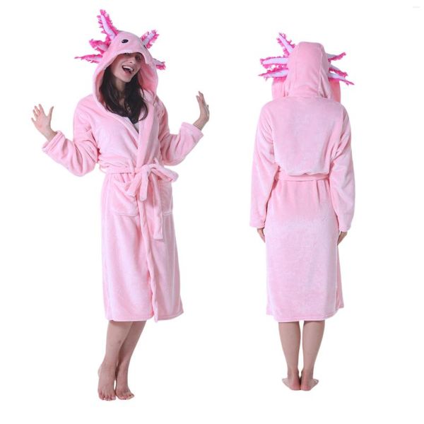 Женская одежда для сна, женский халат для взрослых, банный халат с животными, фланелевая домашняя пижама с капюшоном, мягкая для косплея RobeCartoon