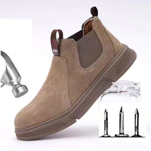 Botas de proteção do trabalho sapatos de aço do soldador toe anti-colisão faca resistente couro respirável local segurança m861