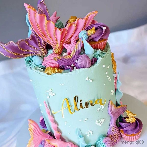 Decorazioni natalizie Decorazioni per torte per feste Glitter Little Shape Cake Topper Under The Sea Cake Topper Ragazza Compleanno Baby Shower Party R230928