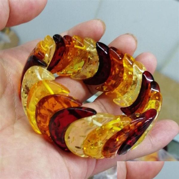 Bangle Natural Amber Colorf Bracelet Mulheres homens coloridos Mel de cera Báltico âmbar