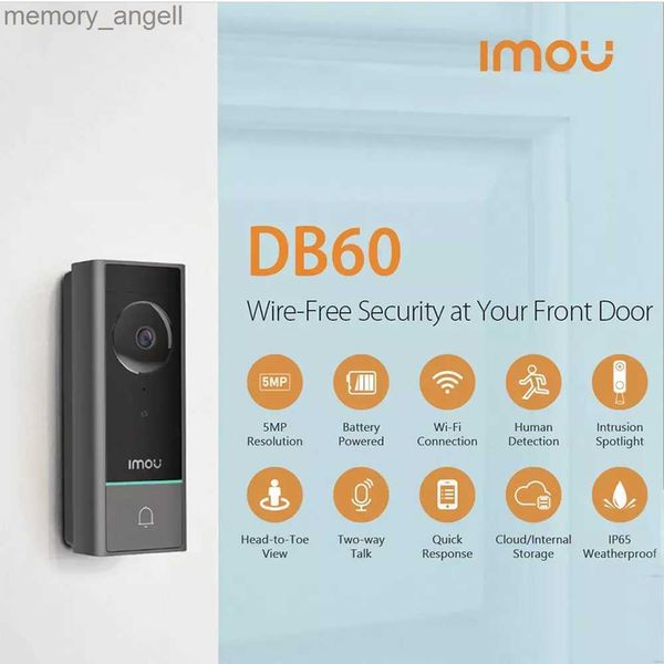 Doorbells Imou 5MP Video Kapı Zili Kiti DB60 Akıllı Ev Kablosuz Video Pekop Kapısı Bell Kamera IP65 Hava Durumu Geçirmez Gece Görüşü YQ230928