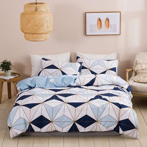 Conjuntos de cama Acessível e de longa duração Conjunto duplo duplo - Modern Geometric Print Duvet Comforter Quilt Cover Casal Cama Casa