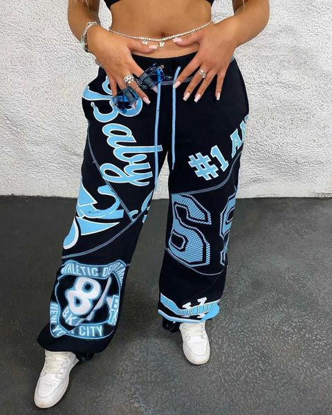 Herrenhosen 2021 Neue Mode Casual Haremshosen Übergroße Hosen Muster Gedruckt Lose Breite Beinhosen Damenhosen Kordelzug Jogginghose T230928