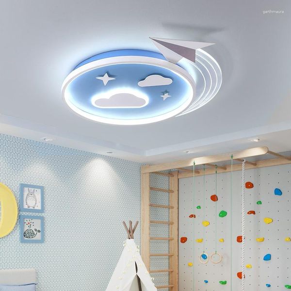 Plafoniere Forma di aeroplano Soggiorno Cucina Sala Lampadario per interni Luce LED Lampada a sospensione per bambini Lucentezza calda Dipinta Sospesa