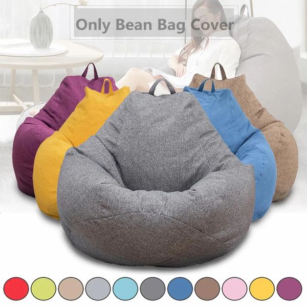 Stuhlhussen K-STAR Lazy BeanBag Sofas Bezug Stühle ohne Füllstoff Leinenstoff Liege Puff Couch Tatami Wohnzimmermöbel 230927