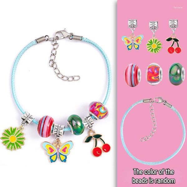 Link Armbänder Schmuck Herstellung Kit Charm Armband Halskette Geschenk Legierung Perlen Set DIY Spielzeug Für Kinder Geburtstag Geschenke Mädchen