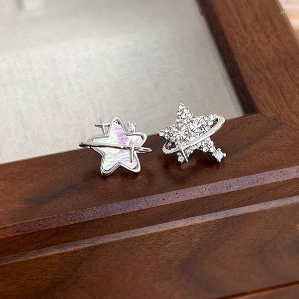 Stud Earrings Girl Asymmetrical Star Summer Light Luxury Zircon Simple For Fashion Women Jewelry Accessories