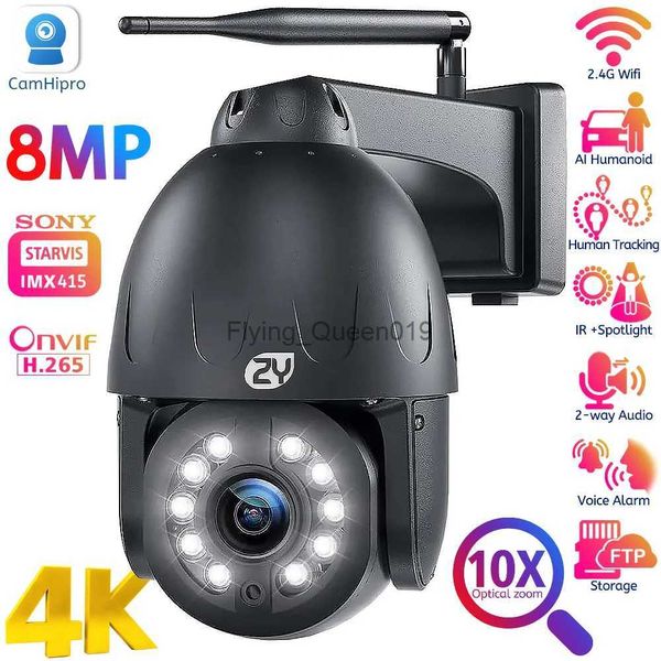 Obiettivo CCTV 4K 8MP Telecamera di sorveglianza WiFi Esterno 5X 10X Zoom ottico Speed Dome PTZ Telecamera 5MP Monitoraggio umano Telecamera IP CCTV a colori notturni YQ230928