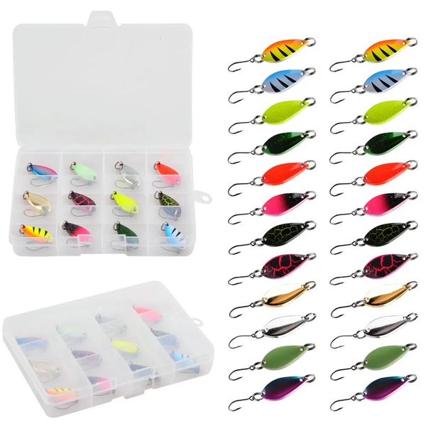 Esche esche 24 pezzi 12 pezzi cucchiaio da pesca esca set 5g esche per trota in metallo con gancio singolo casting bass jig bait cucchiaio kit esca per pesca 230927