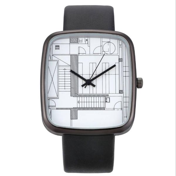 Kreative Kunst einfaches Zifferblatt cwp Quarz Damenuhr WISH Mode rechteckige Uhren 36 mm Durchmesser anmutige Armbanduhren271d