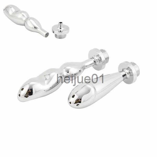 Bondage Metallo Clistere anale Doccia Spina anale con foro Strumento per la pulizia del corpo Rubinetto per bidet Pulitore per la vagina Tappi di testa Giocattoli adulti del sesso per coppia x0928