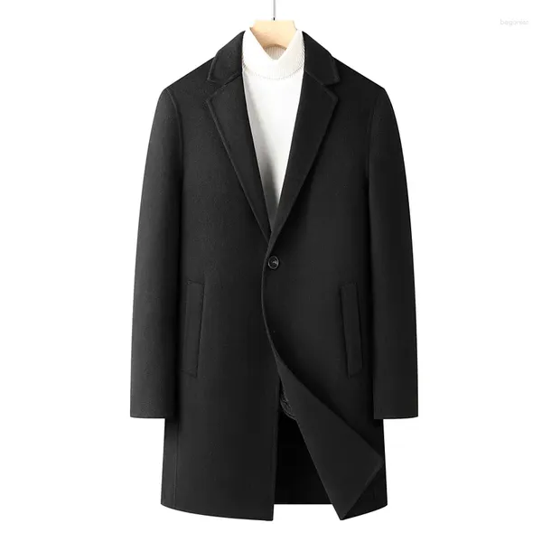 Herren-Trenchcoats, klassische Herrenwolle mit Samtweste, zum Ausziehen, handgefertigter Mantel