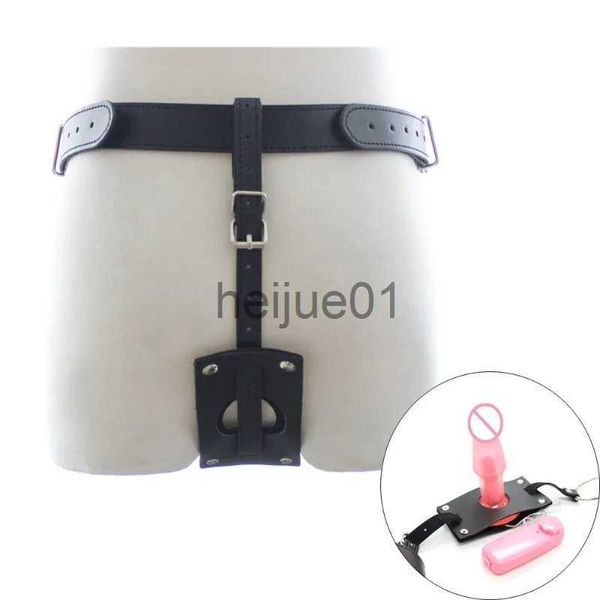 Bondage PU Couro Vibrando Butt Plug Harness Masculino Cinto de Castidade Calcinha Dispositivo com Vibrador Anal Plug Thong para Mulheres Homens Brinquedos Sexuais X0928