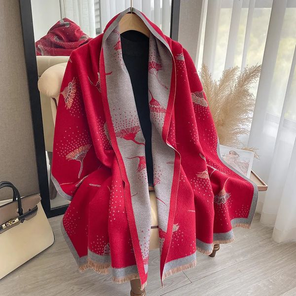 Schals Warme Winter Schal Kaschmir Frauen Pashmina Design Druck Schals Wrap Weibliche Dicke Decke Weiche Bufanda Stolen 2023 Mode 230928