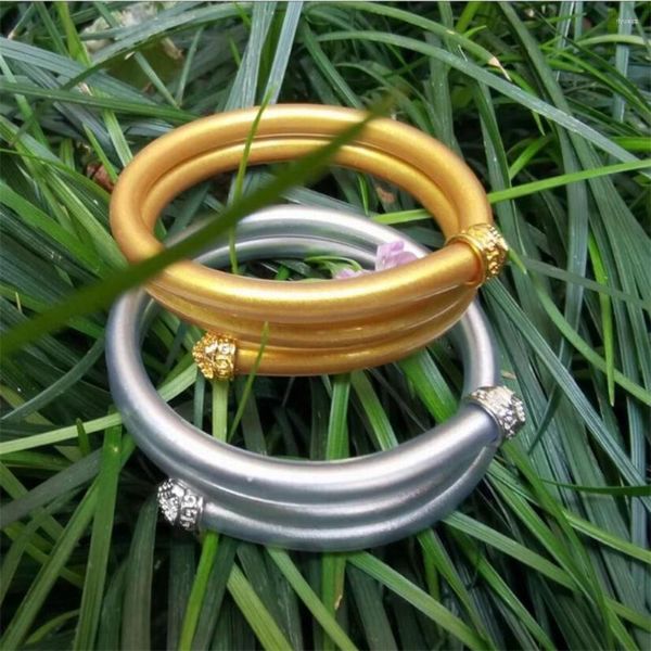 Bangle Two-tier Glitter Cheio Silicone Jelly Pulseira Moda Charme Conjunto de Pó de Cor de Ouro para Mulheres Menina Jóias