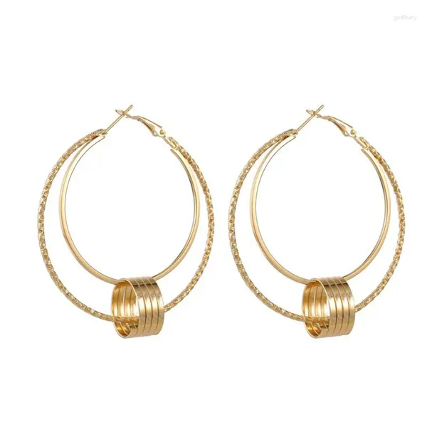 Brincos de charme rosa ouro argola brinco para mulheres círculo geométrico aros minimalista metal crioulo moda jóias atacado