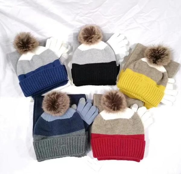 Lenços chapéus luvas conjuntos de luxo inverno quente gorros para mulheres homens qualidade superior engrossado bicicleta esqui ao ar livre