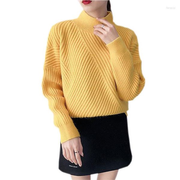 Maglioni da donna Maglione lavorato a maglia con scollo a O da donna Pullover Casual a righe Maglieria da donna Maglione a maniche lunghe Donna Nero Bianco Giallo