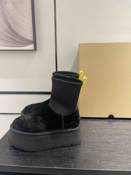 23 sapatos femininos clássicos, botas de neve quentes casuais de reprodução clássica, tecido elástico personalizado, mangueira elástica, design com zíper lateral, fácil de usar e tirar versat