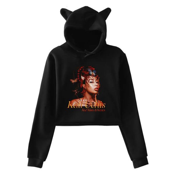 Kadın Hoodies Sweatshirts Kali Uchis Red Moon Albümde Merch Pullover Kedi Kulakları Hoodie Uzun Kollu Kadın Mahsul Üst Kıyafetleri 230927