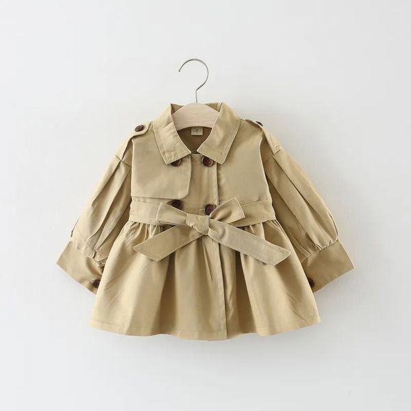 Giacche 2023 Cappotto per bambina Giacca per bambini Abbigliamento per bambini Nuova primavera Autunno Stile coreano Carino lungo trench Neonate Giacca a vento 230928