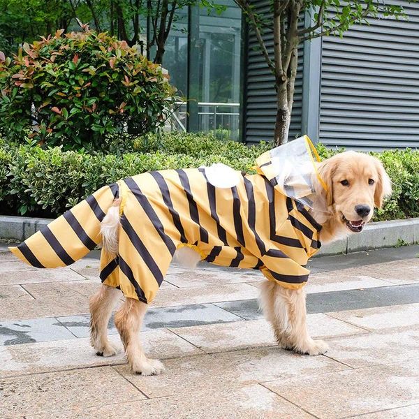 Cão vestuário capa de chuva de pele dourada quatro pés tudo incluído animal de estimação médio e grande cães grandes à prova d'água à prova de neve