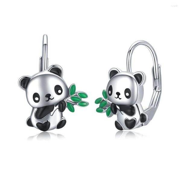 Ohrstecker Panda essen Bambus Emaille niedlich exquisite U-Tropfen-Ohrring für Freundin Weihnachten Geburtstag Schmuck Geschenk