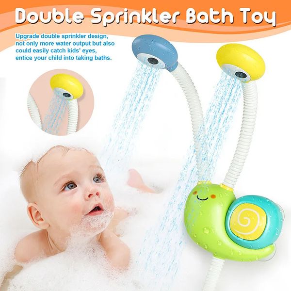 Giocattoli da bagnetto per bambini Bagno per bambini Giocattoli da bagno elettrici a doppio ugello Gioco d'acqua Doccia a lumaca Cartone animato Baby Shower Acqua spray Giocattoli per bambini 230928