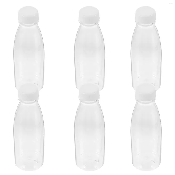 Bottiglie d'acqua 6 pezzi Bottiglia di stoccaggio Contenitori usa e getta per succhi Coperchi Bollitore da viaggio Frigo per bevande Vuoto in plastica trasparente