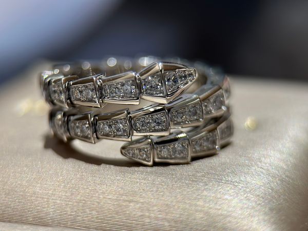 Anéis de designer de luxo diamante ouro cobra anel aberto para homens mulheres jóias clássicas presente de casamento atacado