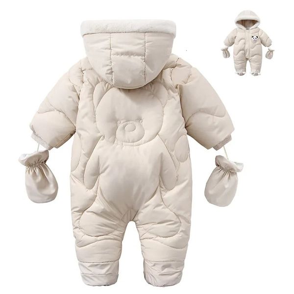 Strampler Koreanischen Stil Baby Jungen Winter Overall Cartoon Bär Plus Samt Säugling Jungen Mantel Kleinkind Mädchen Schneeanzug Baby Winter Strampler Outfit 230927