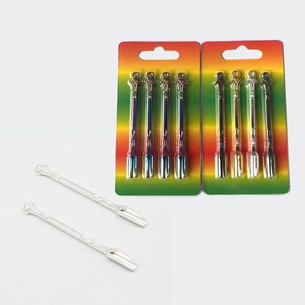 Pá Dab Ferramenta Cera Acessórios para Fumar Spatular Dabber Ferramentas para Plataformas Petrolíferas Mini 80mm Metal Erva Seca Caneta Vaporizador Ferramentas Colher De Ervas Para Yocan Tobacco Water Bong