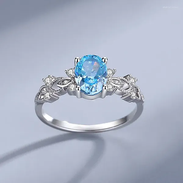 Обручальные кольца с полным бриллиантом и сапфиром, синее кольцо, европейская и американская мода, индивидуальность, закрытая цветочная резка, заводской источник
