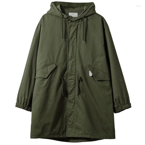 Мужские плащи M51, пальто с капюшоном, свободный крой в стиле милитари, осенне-весенняя длинная куртка, винтажная мужская одежда