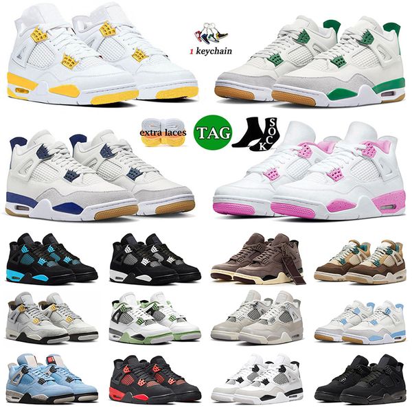 Jumpman 4 Pine Verde Gatos Pretos 4s Sapatos de Basquete Rosa Seafoam Universidade Azul Criado Vela Branco Oreo Thunder Mens Mulheres Sapatilhas Frete Grátis