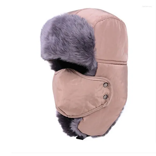 Chapéus Lenços Luvas Define Homens Winter Trapper Trooper Earflap Chapéu de esqui quente com máscara facial Boné de poliéster Tamanho livre Moda 4 cores Bomber Caps