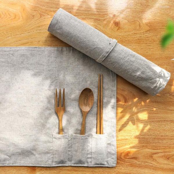 Tapetes de mesa 50pcs estilo japonês placemats para algodão linho place esteira cozinha isolamento jantar anti-