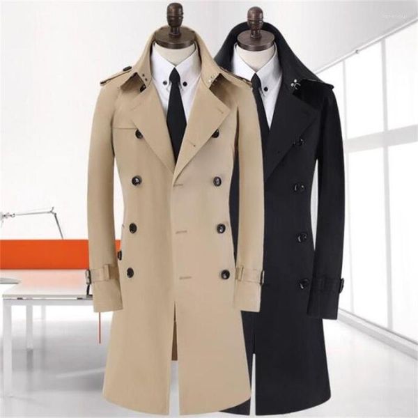 Trench da uomo Coreano Uomo Primavera Autunno Giacca a vento lunga Business Casual Abiti di mezza età Giovane doppiopetto Sobretudo Masc