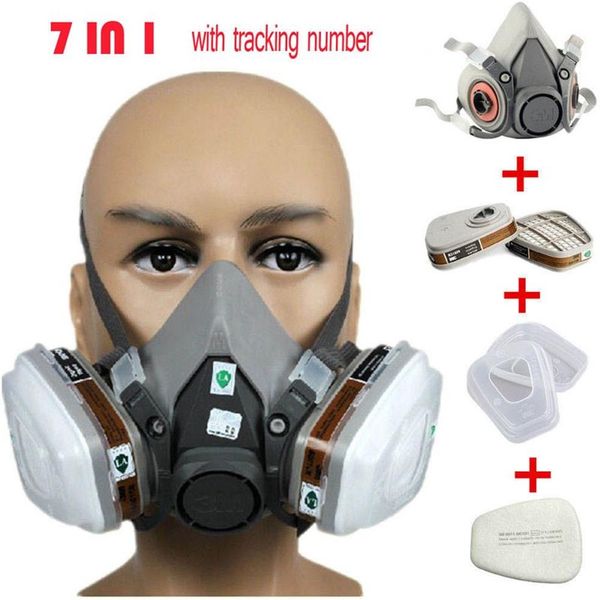 Whole-6200 Solunum Gaz Maskesi Vücut Maskeleri Toz Filtre Boya Tozu Sprey Gaz Maskesi Yarım Yüz Maske İnşaat Madenciliği232G