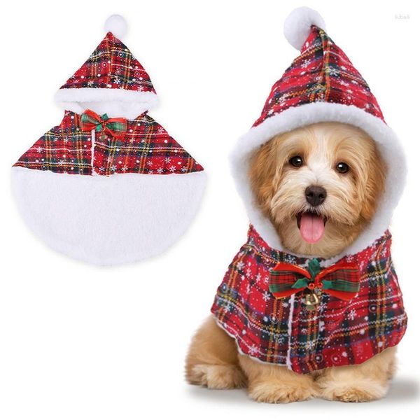 Costumi per gatti Pet Christmas Dress Up Accoglienti mantelli per cani con cappuccio con papillon Accessori per feste a tema per oggetti di scena Po Passeggiate all'aperto